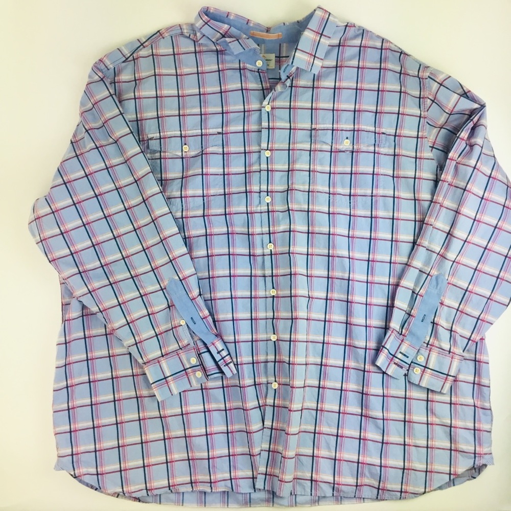 Tommy Bahama Jeans Casual Button Up Plaid Blue